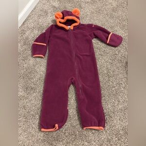 Columbia Tiny Bear Fleece Bunting Infant 18-24 Months Purple Orange Hooded